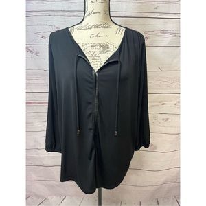 1557-Liz Claiborne 2x black pullover blouse